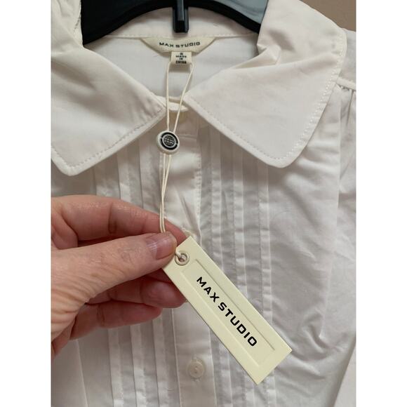 NWT Max Studio White Tuxedo Blouse Size Small - Picture 7 of 9